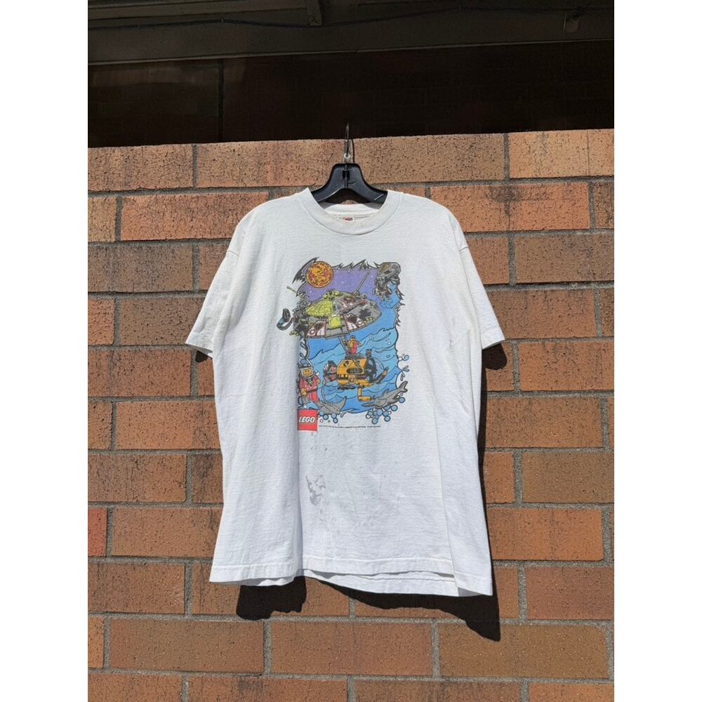1997 Lego Scuba Alien 90s Vintage Fruit of the Loom Tee Shirt Liquid Blue